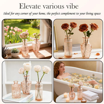 Clear Glass Bud Vase Set of 12 Pcs,Small Bud Vases in Bulk,Glass Crystal Flower Vases Table Centerpieces for Party Event Wedding Decor Baby Shower Decorations (Clear, 12 Pcs)