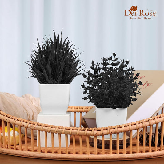 Der Rose 2 Pack Small Fake Plants Mini Artificial Potted Plants for Table Desk Home Laundry Room Bathroom Office Decor