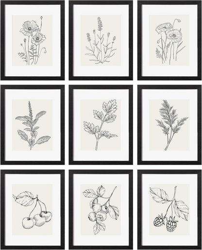 eletecpro 12x12 Picture Frames Set of 9 with Clear Acrylic Cover, Display 8x8 Photos with Mat or 12x12 Without, Classic and Sturdy Square Collage Gallery Wall Decor, Easy Wall Mount, Black