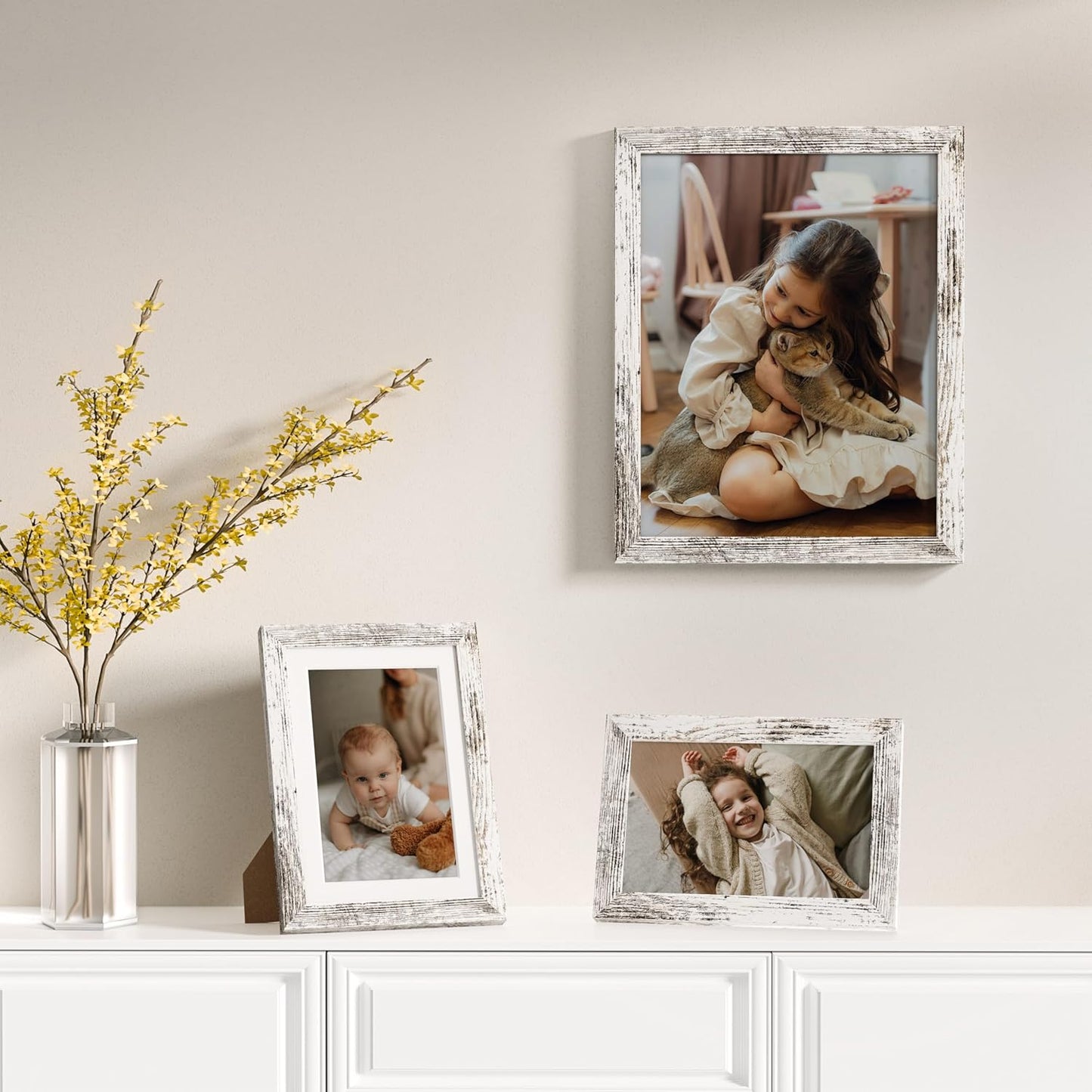 Vittanly 20 Pack Picture Frames Collage Wall Decor, Multi Sizes Including 4pcs 8x10, 8pcs 5x7 and 8pcs 4x6 Photo Frames, Gallery Frame Set for Wall or Tabletop Display, Black, Brown and Dark Grey