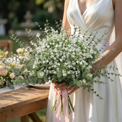 lovemoon 130 Pcs Artificial Mixed Eucalyptus Stems Bulk, 5 Kinds of Faux Greenery Eucalyptus Leaves Bulk for Vase Wedding DIY Bouquets Floral Arrangement Home Decor (130, Green)