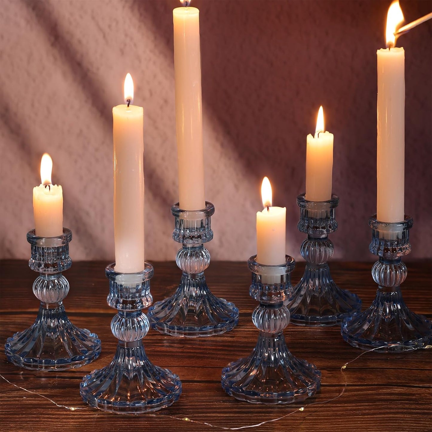 DARJEN Candlestick Holders Set,12Pcs 4" H Taper Candle Holders Bulk, Clear Glass Candle Holders for Wedding, Spring Party, Romantic Dinner, Festival & Windowsill Decor