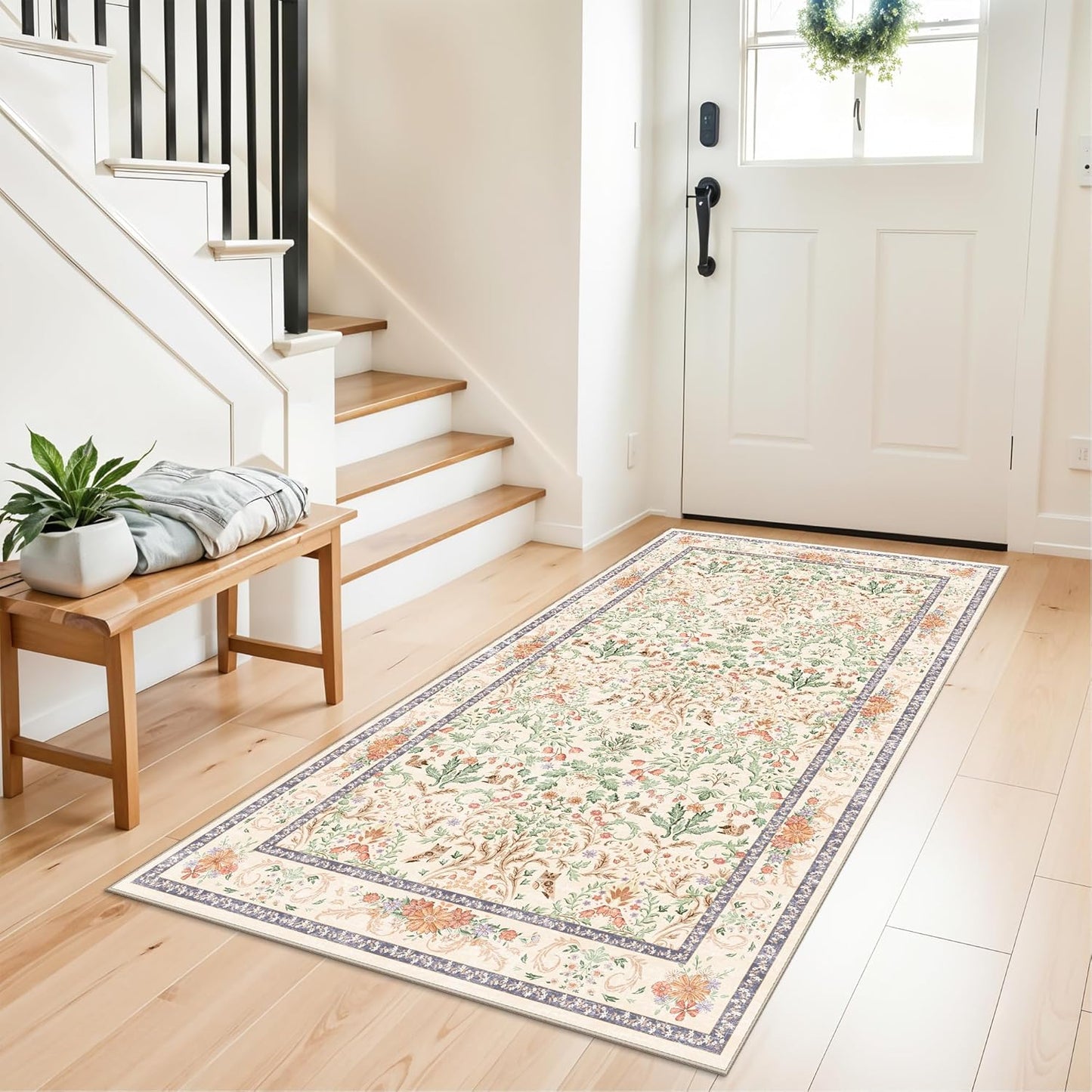 2x3 Washable Non-Slip Area Rug - Soft Low Pile Throw Rug for Kitchen Entryway Bedroom - Modern Indoor Door Mat with Rubber Backing (Beige Grey) - Colors B