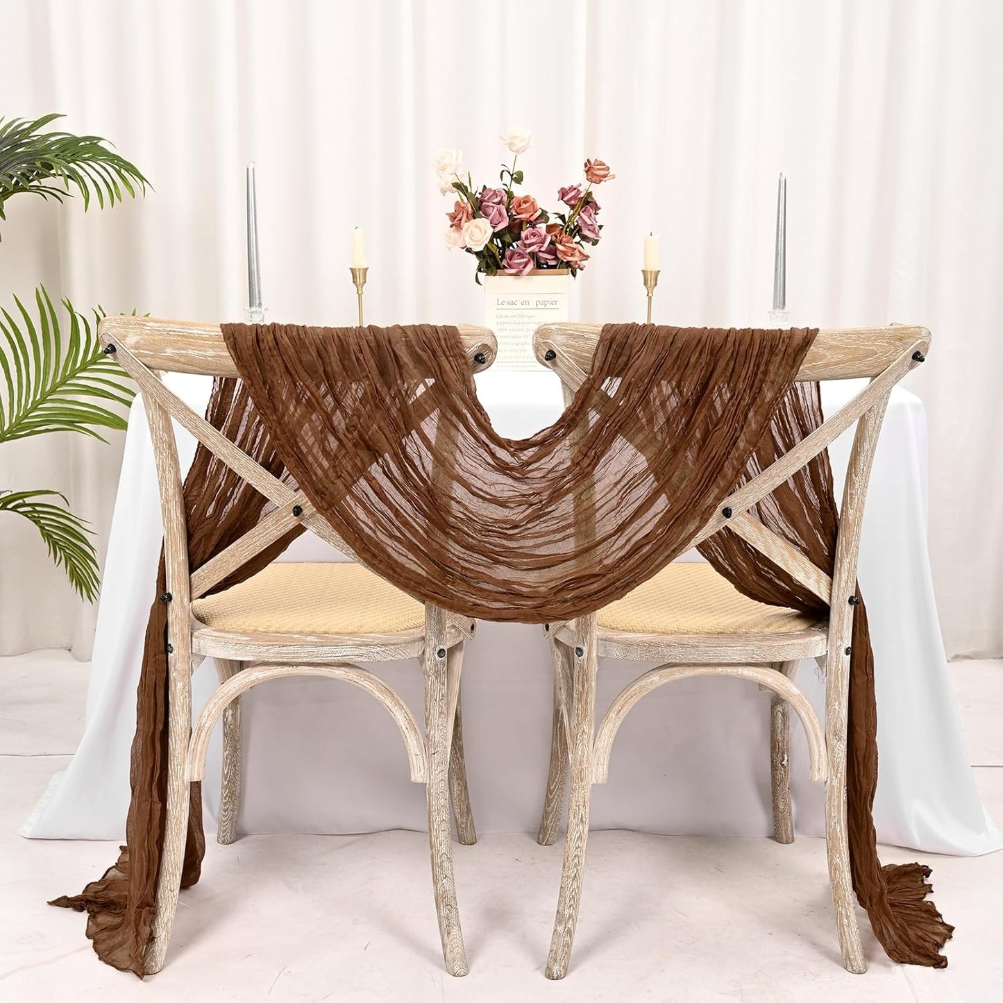 10 Pack Beige Cheesecloth Table Runner 17x108 Inch Boho Gauze Cheese Cloth Table Runners for Wedding Party Baby Shower Birthday Home Decor
