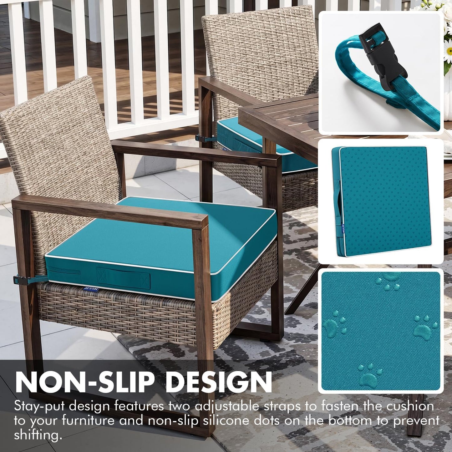 MIULEE Navy Blue 48 x 18 x 3 Outdoor Bench Cushion Waterproof Patio Chair Cushion with Adjustable Straps Set of 1 for Swing Patio Furniture 3-Year Color Fastness Garden Sofa Couch
