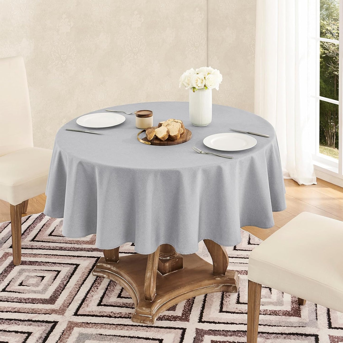 Veblandy Rectangle Tablecloth Waterproof Linen Textured Table Cloth Stain and Wrinkle Resistant Washable, Decorative Fabric Table Cover for Dining, Party and Camping (Sage Green, 52 * 70)