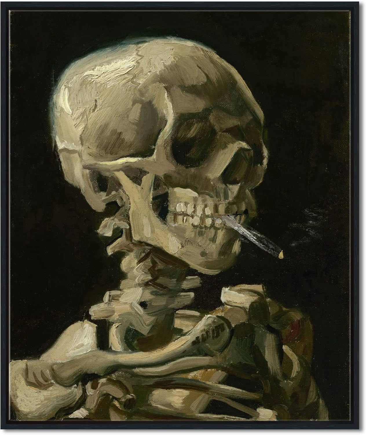 Wieco Art Skull of a Skeleton with Burning Cigarette, 1886 by Vincent Van Gogh Canvas Wall Art for Home Decor and Wall Decor Post-impressionism Canvas Prints Pictures Artwork