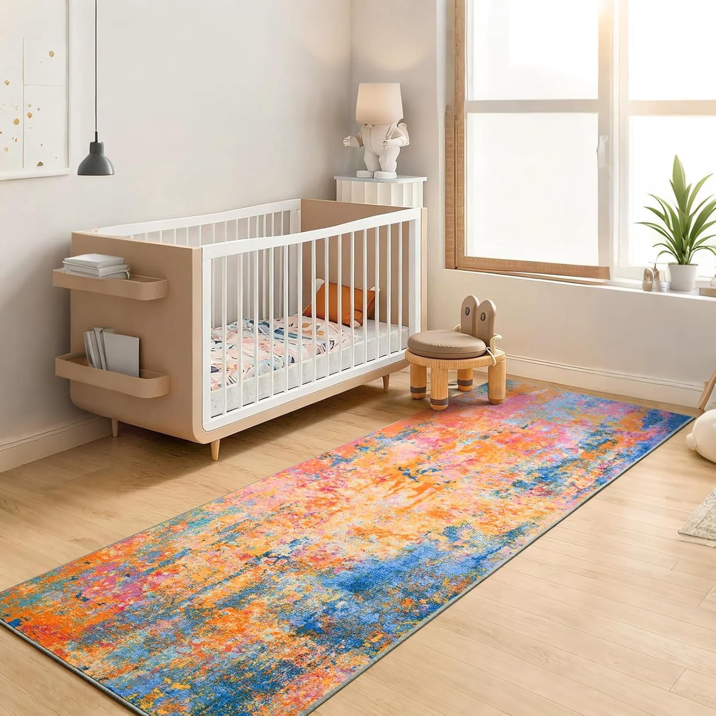 Ompaa 2x6 Rug Runners for Hallways Kitchen Runner Rug Non Slip Washable Grey Long Runner Rugs with Rubber Backing Soft Abstract Carpet Runner for Hallways, Kitchen, Bedroom, Bathroom, Entryway - Colors B