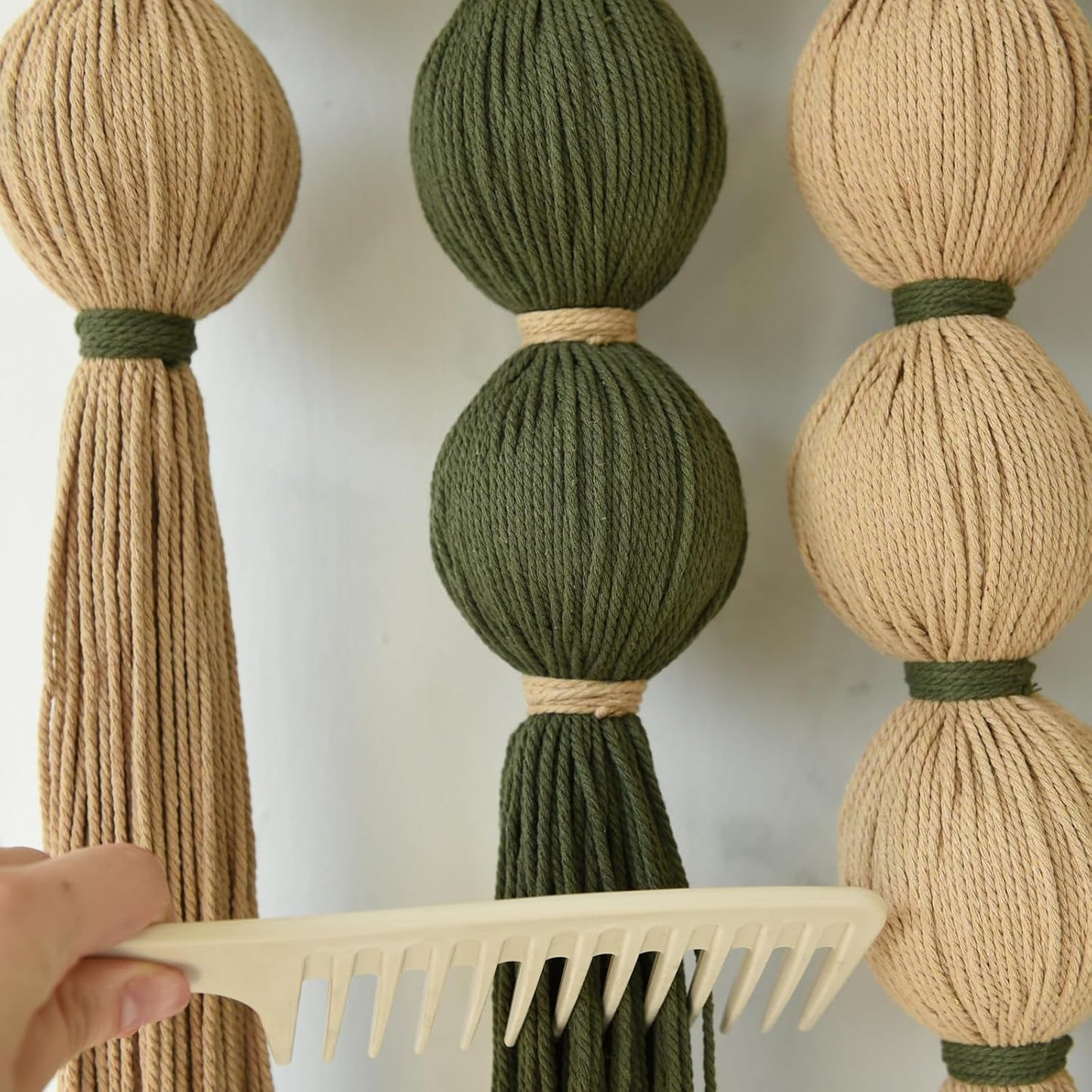 IOWER Macrame Wall Hanging 27" W x 31" L Boho Wall Decor Sphericity Cotton Textile Wall Hanging Art Fiber Yarn Art Handmade Detachable Assembly