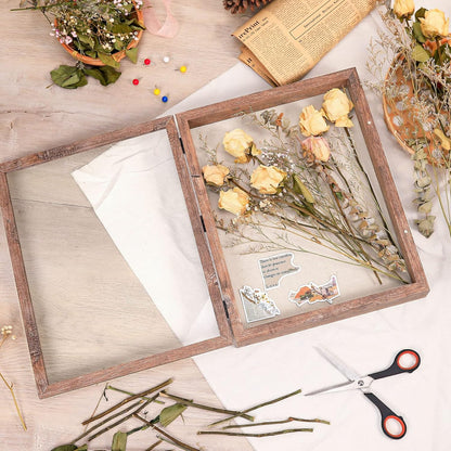Califortree 8x10 Shadow Box Frame with Linen Back - Sturdy Rustic Memory Display Case of Flower, Pictures, Medals and More, White