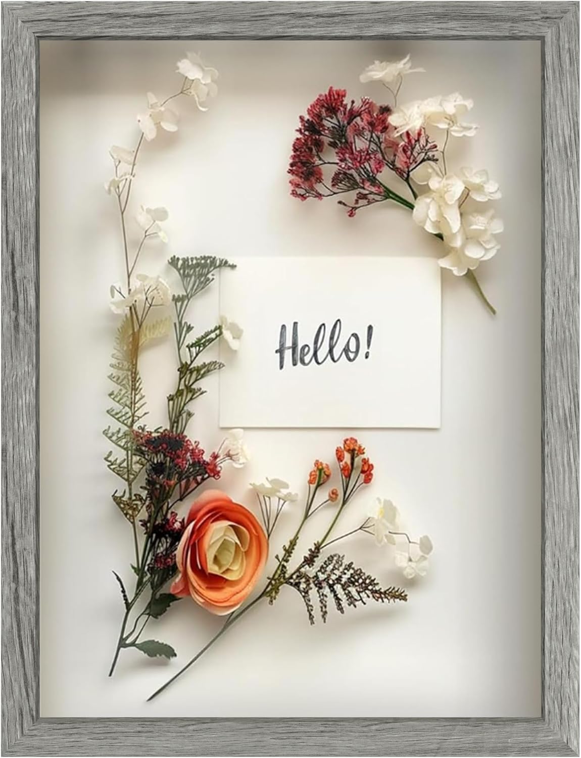 FrameWorks 11” x 14” Dark Oak Wooden Shadow Box Frame – Display Case with Soft Felt Back, Memory Box with Tempered Glass, Display Box with Elegant White Ball Push Pins, Wooden Flower Box