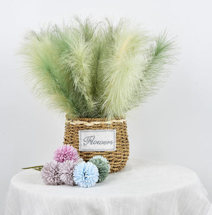 LSKYTOP Orange Pampas Grass Decor,23Inch 12pcs Faux Pampas Grass Bouquets Artificial Pampas Fake Pampas Flower for Home Living Room Bedroom Vase Decor