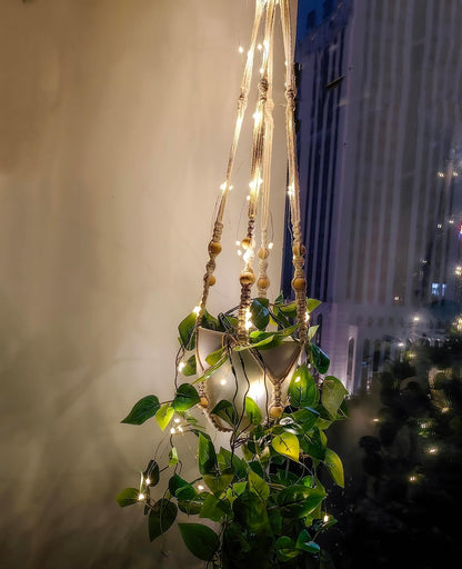 Comtelek Fake Hanging Plants with Lights Artificial Plants for Home Decor Macrame Plant Hanger with Fake Vines Faux Hanging Planter for Wall Ceiling Bedroom Bathroom Kitchen Office Boho Decor Indoor