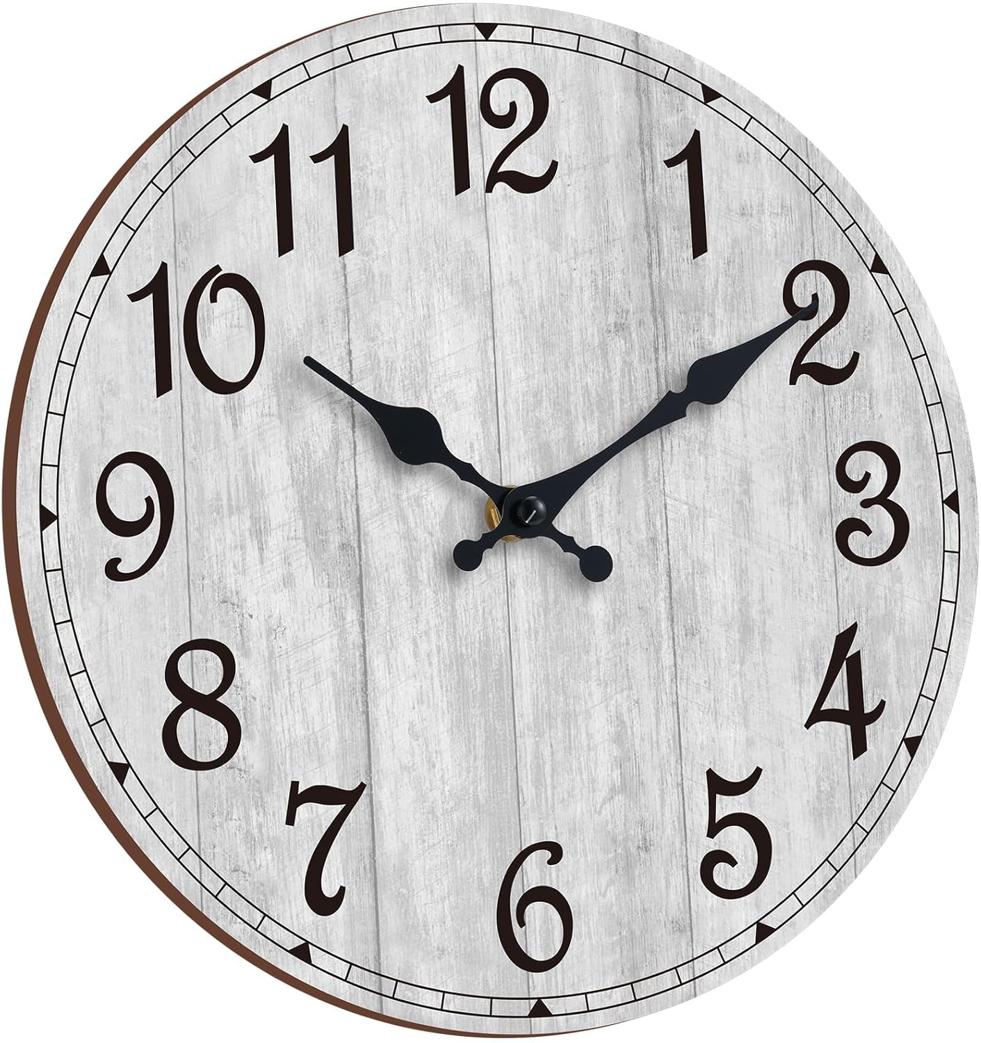 Wall Clock, Rustic Wall Clocks Battery Operated Silent Non Ticking, Country Round Wooden Clocks Farmhous Wall Decorative for Kitchen, Bathroom, Living Room (Gray 8 Inch)