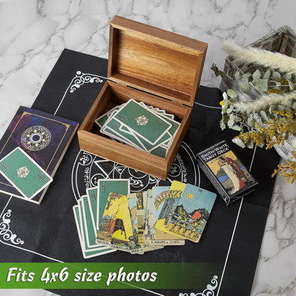 DRASTAR Wooden Keepsake Box, Large Acacia Storage Memory Box with a Hinged Lid for Crafts and Photo Storage
