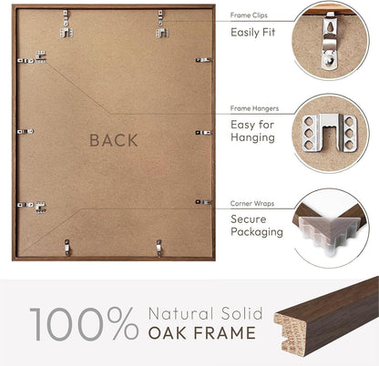 5x7 Picture Frame, Solid Oak Wood 5 x 7 Photo Frame with Mat to 4x6, 7x5 Picture Frames for Wall and Tabletop Display, (Walnut Set of 1)