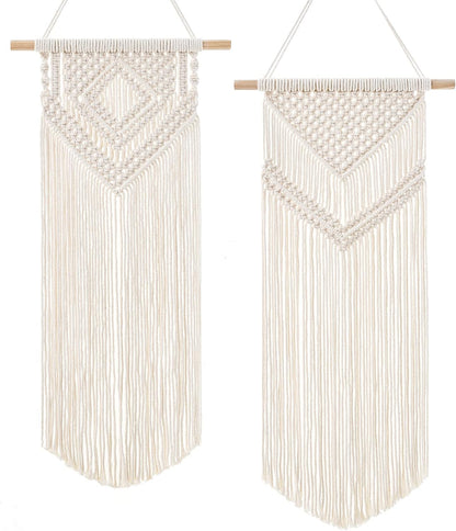 Dahey Small Macrame Wall Hanging 2 Pcs Woven Tapestry Wall Art Decor - Beautiful for Boho Home Bedroom Dorm College Classroom Decor, Apartment, Nursery, Party Decorations, 16.5" L x 10" W and 17.5"x 10"W