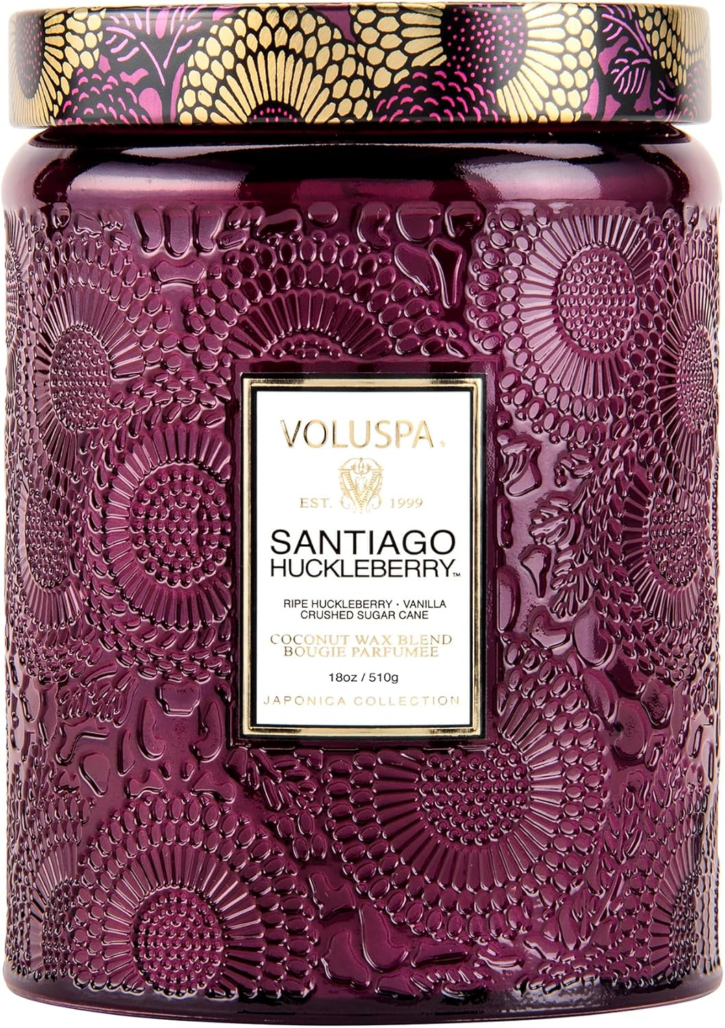 Voluspa Baltic Amber Candle, 18 oz, Coconut Wax Blend, Scented Candles for Home, 100 Hour Burn Time, Candle Jar