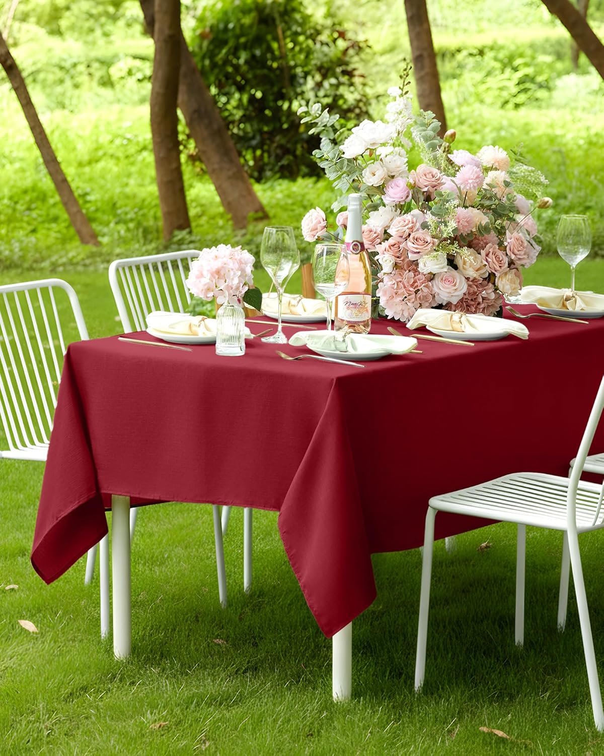 Pureegg Rectangle Linen Tablecloth Waterproof & Stain Resistant, Wrinkle-Free Table Cloth Adds Elegance and Protection, Ideal for Dining, Party, Wedding and Outdoor, 52 x 70 Inch, Sage Green