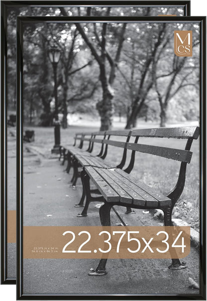 MCS Trendsetter 24x36 Poster Frame Black High-Gloss, Vertical & Horizontal Wall Hanging Large Picture Frame for Photos, Posters & Art Prints (1-Pack)