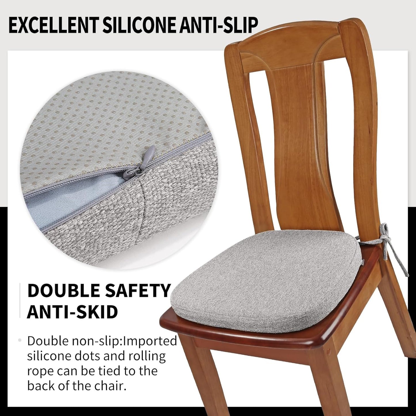 SINOSSO 1 Pack Memory Foam Chair Cushions for Dining Chair, Friendly Woven Fabric 16" U-Shape Comfortable Kitchen Chair Pad, Removable Slip Resistant Seat Cushion (1 Piece, Blue)