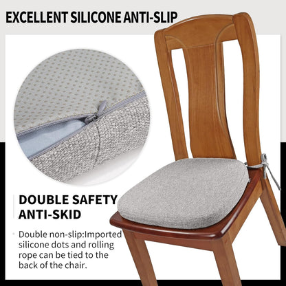 SINOSSO 1 Pack Memory Foam Chair Cushions for Dining Chair, Friendly Woven Fabric 16" U-Shape Comfortable Kitchen Chair Pad, Removable Slip Resistant Seat Cushion (1 Piece, Blue)