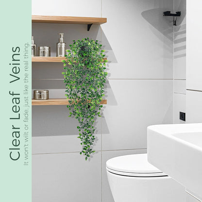 Der Rose 1Pcs 34'' Fake Hanging Plants Artificial Potted Faux Hanging Plants Indoor Pothos Vines for Home Bathroom Bedroom Wall Shelf Decor