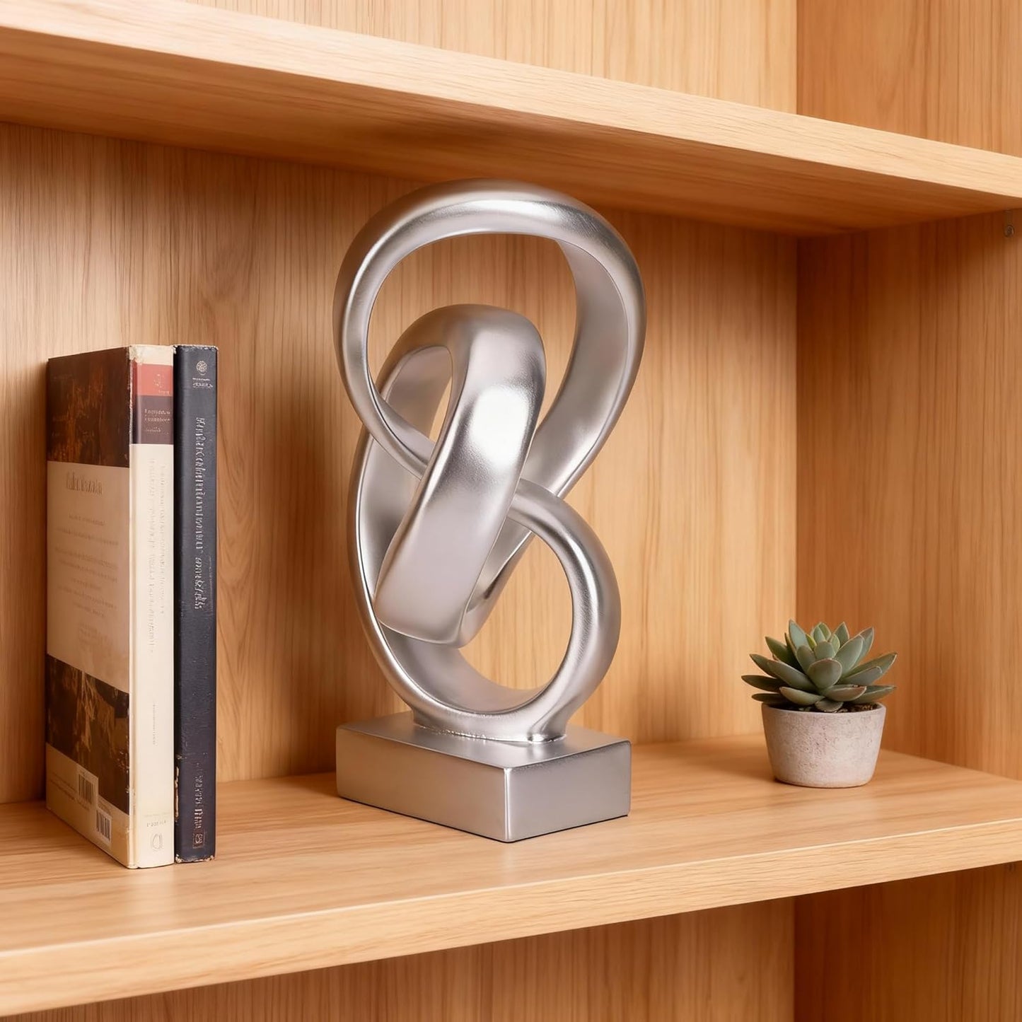 DOVDOV Abstract Black Knot Sculpture, Geometric Decor, Black Decorative Piece for Living Room Coffee Table or Bookshelf Top, Office Coffee Table or Entryway Console Decor.