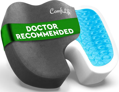 ComfiLife Premium Gel & Memory Foam Seat Cushion – Doctor Recommended Office Chair Cushion, Car Seat Cushion – Chair Cushions for Back & Sciatica Pain Relief – Seat Cushions for Office & Desk (Black)