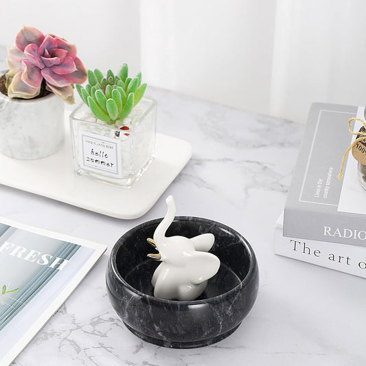 4.72 Inch Small Decorative Bowls, Natural Marble Decorative Bowls for Home Decor, Key Bowl, Coffee Tables Centerpiece, Soap Serving Bowl, Incense Burner, Smudge Bowl