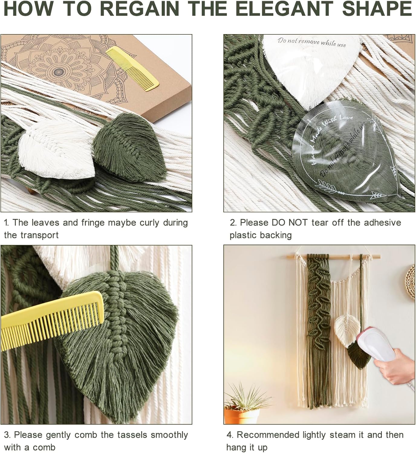 Artilady Macrame Wall Hanging -Handmade Sage Green Leaf Wall Tapestry,Boho Decorations for Bedroom Living Room Bathroom,Earthy Room Decor,Wedding Birthday for Women Girls