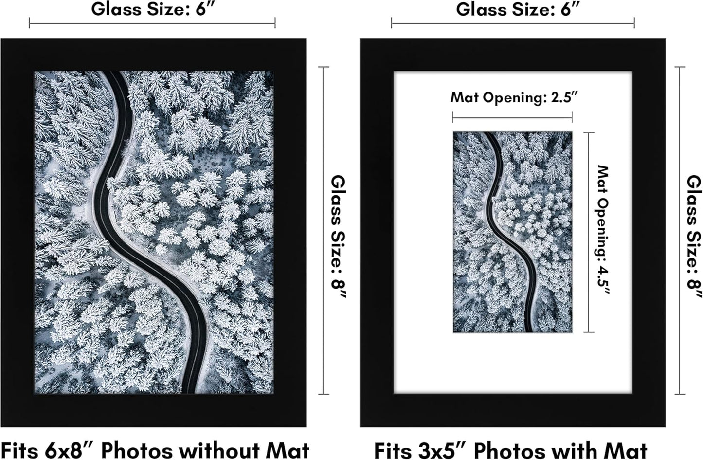 Americanflat 8x10 Picture Frame with Shatter-Resistant Glass - Use as 5x7 Frame with Mat or Display 8x10 Photo Without Mat - Signature Collection - Picture Frames for Tabletop and Wall Display - Black