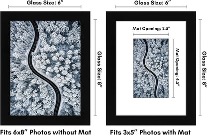 Americanflat 8x10 Picture Frame with Shatter-Resistant Glass - Use as 5x7 Frame with Mat or Display 8x10 Photo Without Mat - Signature Collection - Picture Frames for Tabletop and Wall Display - Black