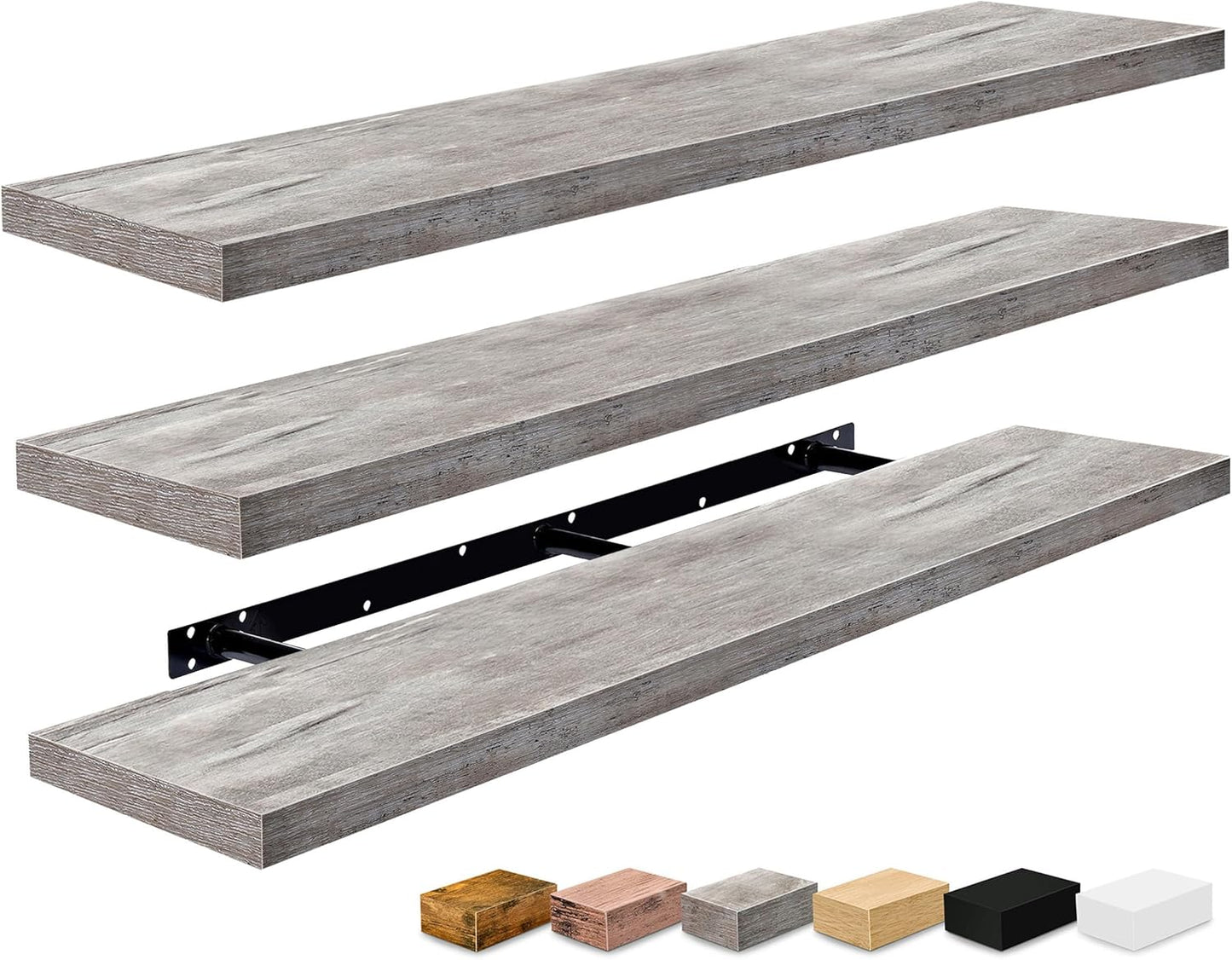 Sorbus Floating Shelves for Wall - 48 Inch Long Bathroom Shelves, Wall Decor for Bedroom, Kitchen, Living Room & Book Storage - Mounted Floating Shelf with Invisible Brackets (Maple Wood, 2 Pack)