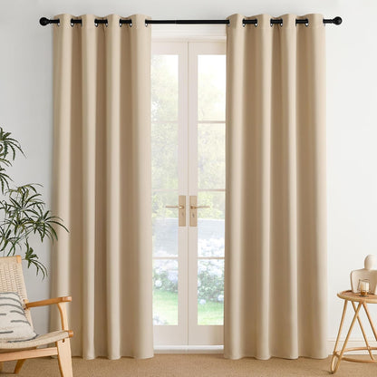 NICETOWN Halloween Pitch Black Solid Thermal Insulated Grommet Blackout Curtains/Drapes for Bedroom Window (2 Panels, 42 inches Wide by 63 inches Long, Black) - Colors D