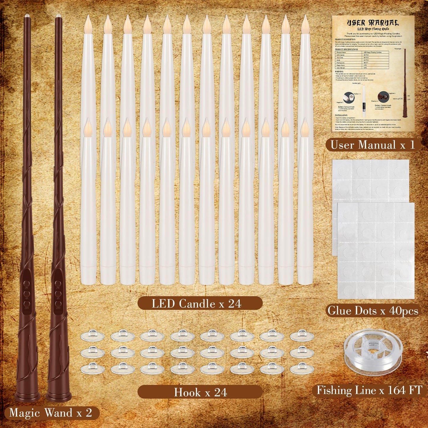 48- Pack of 3 Sizes of LED Flameless Candles.This Candle is Suitable for café, Fancy Restaurant, Bookstore and Other Scenes to Create a Relaxing and Romantic Atmosphere.