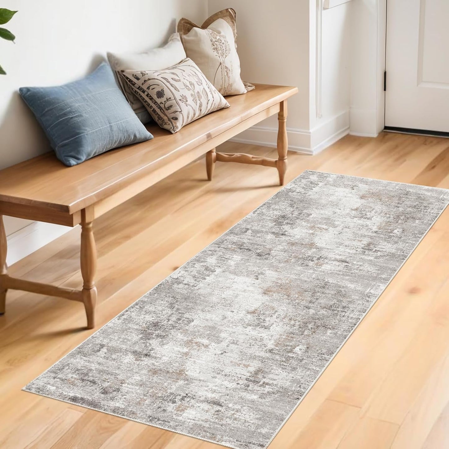 2x3 Washable Non-Slip Area Rug - Soft Low Pile Throw Rug for Kitchen Entryway Bedroom - Modern Indoor Door Mat with Rubber Backing (Beige Grey) - Colors B