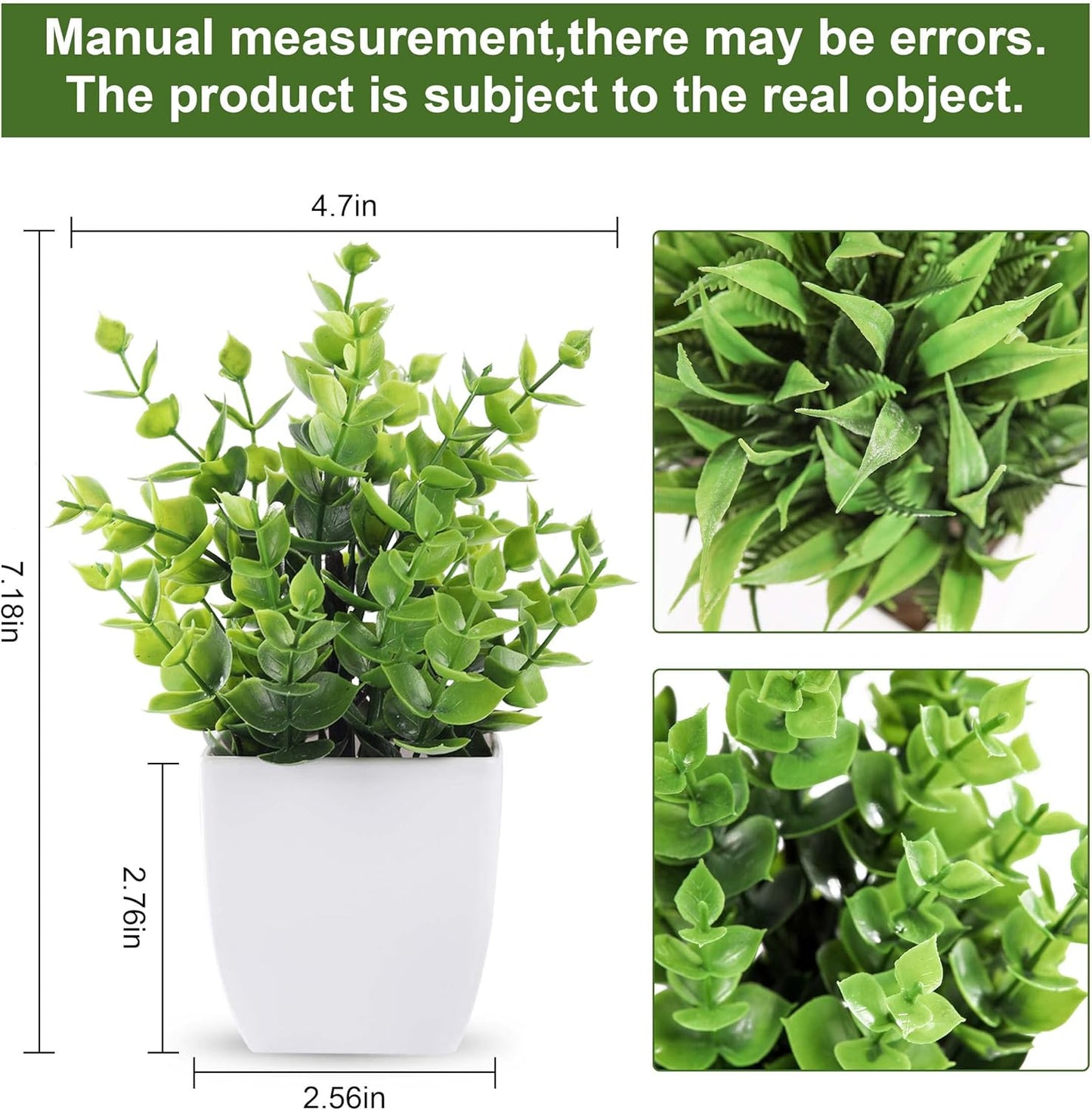 Der Rose 2 Pack Small Fake Plants Mini Artificial Potted Plants for Table Desk Home Laundry Room Bathroom Office Decor