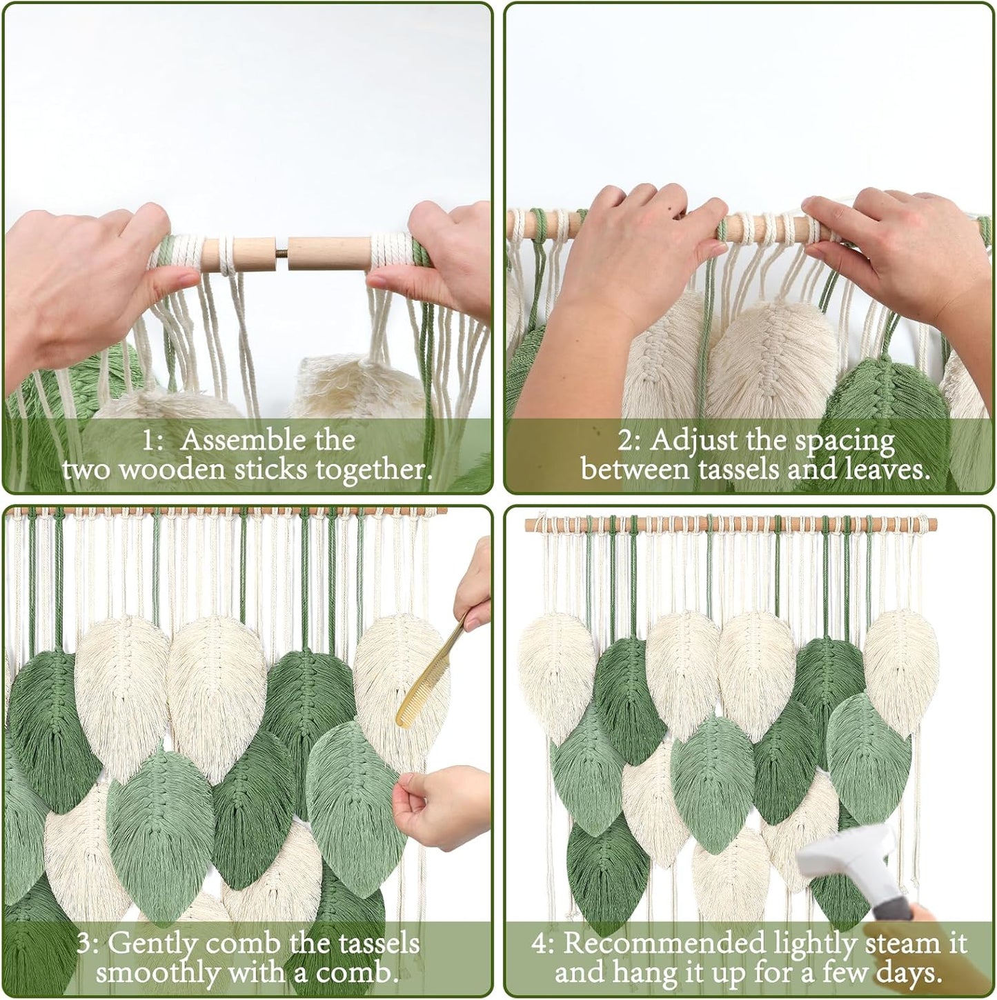 Weldomcor Large Macrame Wall Hanging Boho Home Decor, Handmade Bohemian Woven Leaves Macrame Tapestry Modern Aesthetic Chic Wall Art Decorations for Bedroom Living Room Nursery Office 39" W x 29.5" L