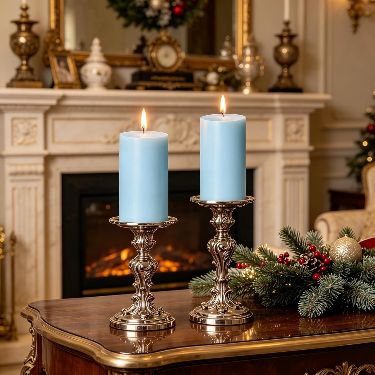 2 Pack 3x6 Inch Sage Green Unscented Pillar Candles - 70 Hour Long Burning Dripless Smokeless Candles for Home Decor Weddings Festivals Spa Meditation