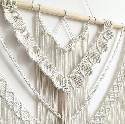 Achart Macrame Wall Hanging Large- Boho Wall Decor- large wall art- Wall Decor Living Room- Macrame Tapestry Boho Decor for Bedroom (Wooden Bead)