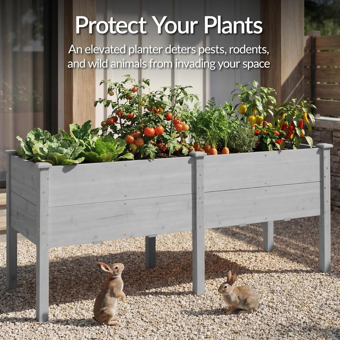 Best Choice Products 72x24x30in Raised Garden Bed, Elevated Wood Planter Box Stand for Backyard, Patio, Balcony w/Divider Panel, 6 Legs, 300lb Capacity - Natural