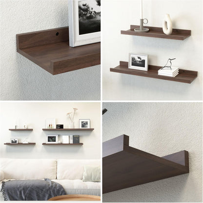Boswillon Floating Shelves Wall Mounted Set of 2, Modern Black Wall Shelves for Storage with Lip, Display Picture Ledge Shelf for Wall Decor Bedroom Living Room Bathroom Kitchen