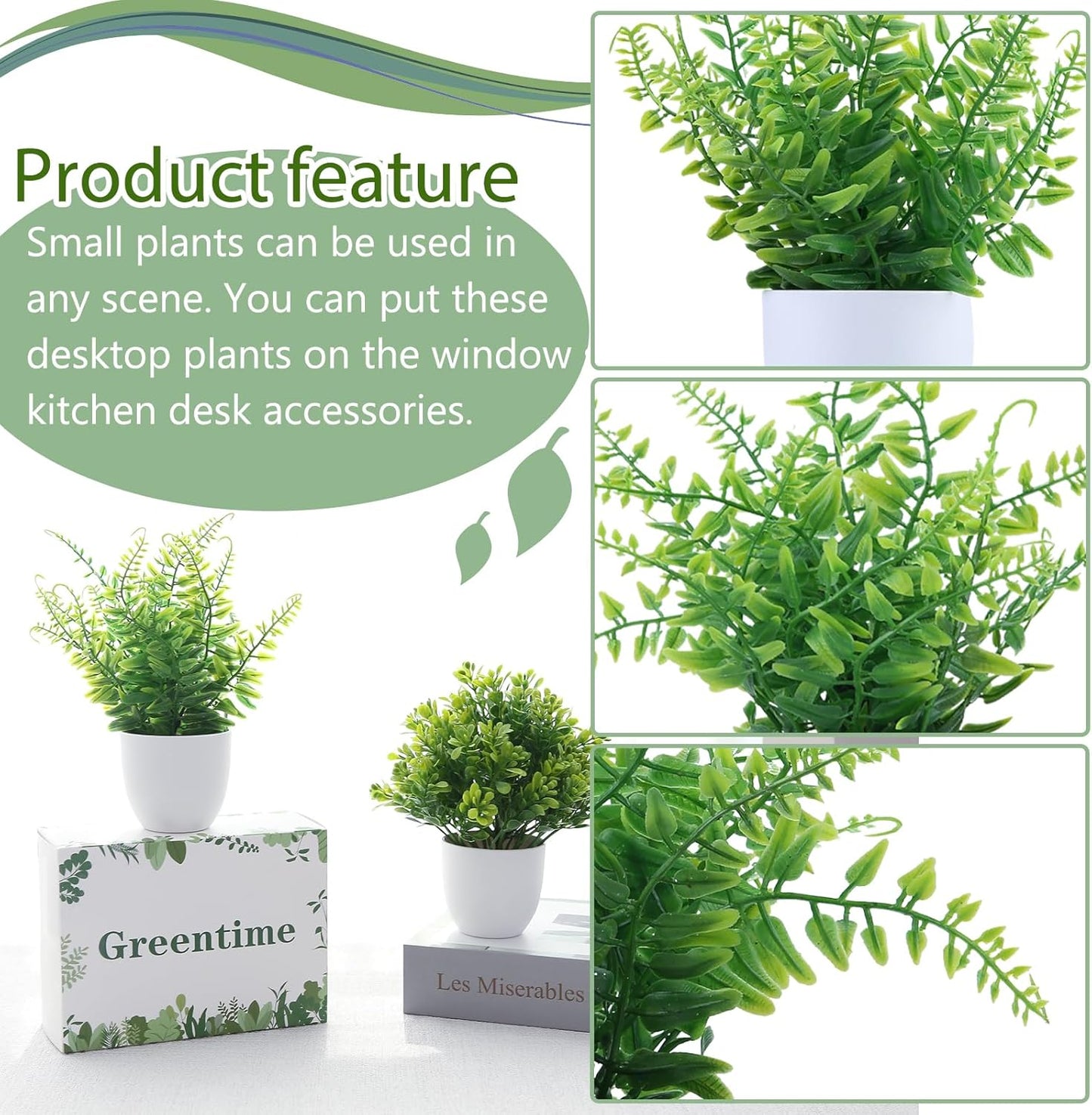 GREENTIME 4 Pack Fake Plants in Black Pot Mini Artificial Eucalyptus Potted Plant Small Faux Grass Greenery Potted for Indoor Home Office Farmhouse Bathroom Table Decoration