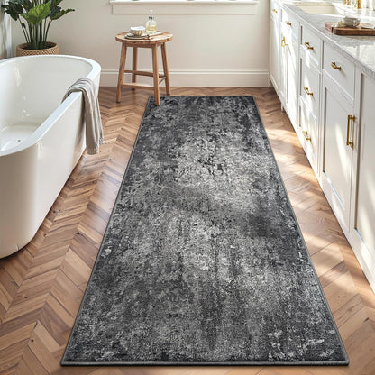 Ompaa 2x6 Rug Runners for Hallways Kitchen Runner Rug Non Slip Washable Grey Long Runner Rugs with Rubber Backing Soft Abstract Carpet Runner for Hallways, Kitchen, Bedroom, Bathroom, Entryway - Colors A