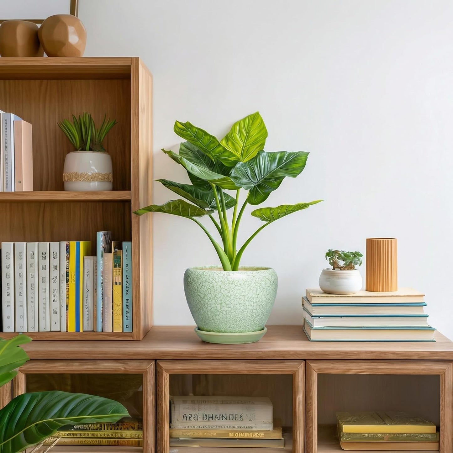 6 Inch Plant Pot - Ceramic Pots for Plants with Drainage Hole and Saucer, Round Succulent Planter Indoor Outdoor, Modern Flower Pot for Snake Plants, Home Decor, Gifts for Plant Lover, Blue