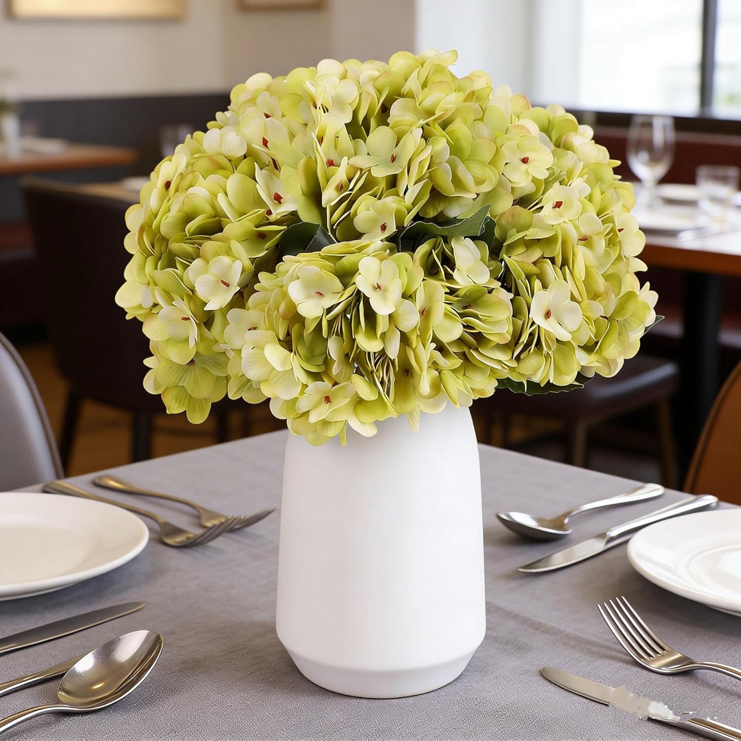 Kimura's Cabin 6pcs White Hydrangea Artificial Flowers Silk Fake Hydrangeas Faux Hydrangea Flowers with Stems for Wedding Bouquets Arrangement Home Table Centerpieces Baby Shower Party Decoration