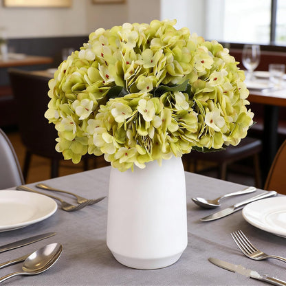 Kimura's Cabin 6pcs White Hydrangea Artificial Flowers Silk Fake Hydrangeas Faux Hydrangea Flowers with Stems for Wedding Bouquets Arrangement Home Table Centerpieces Baby Shower Party Decoration