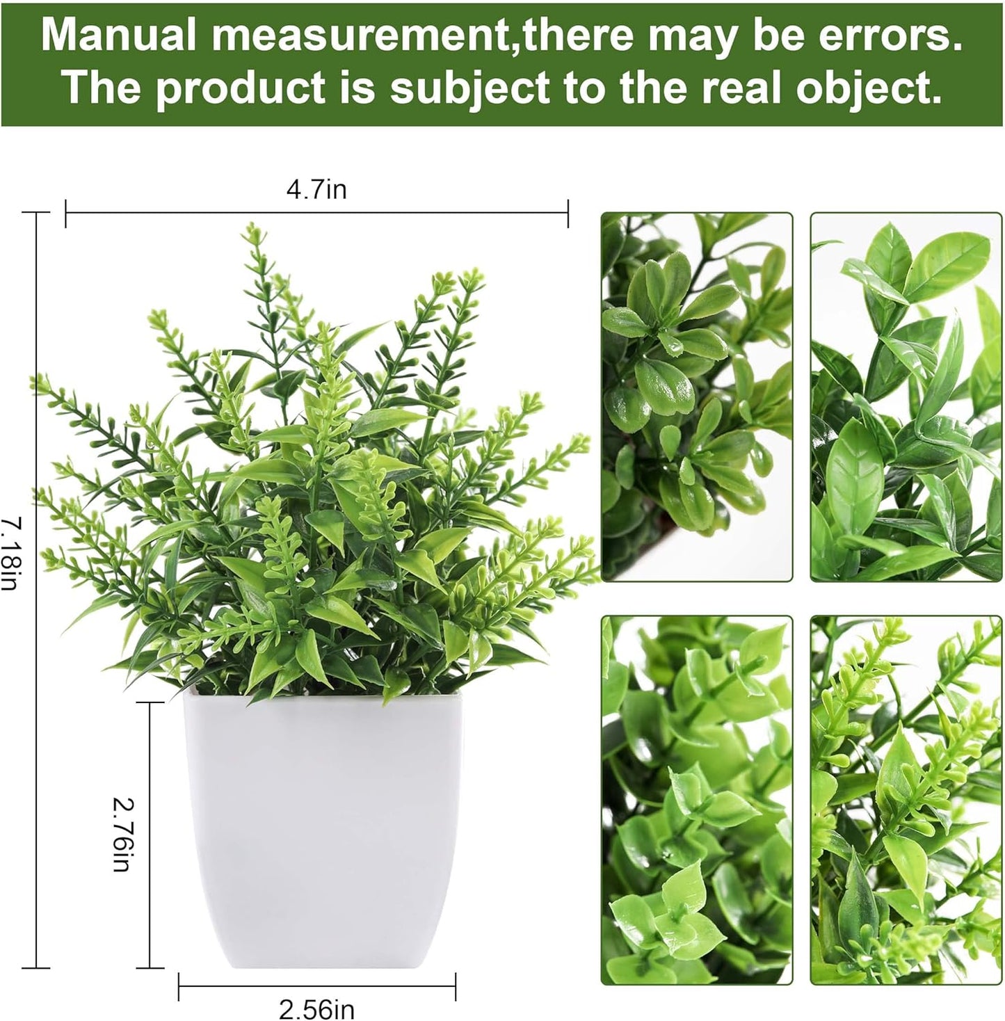 Der Rose 4 Pack Fake Plants Mini Artificial Greenery Potted Plants for Home Decor Indoor Office Table Room Farmhouse Bathroom Decor