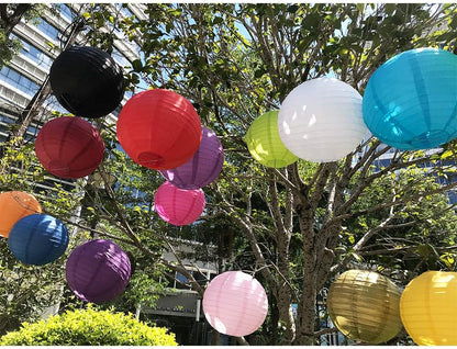 BEISHIDA 10Pcs White Paper Lanterns Decorative Chinese/Japanese Hanging Round Paper Lanterns Lamp for Birthday, Wedding, Christmas, Bridal, Home Decor, Party Decoration(Size of 4”, 6”, 8”, 10”)